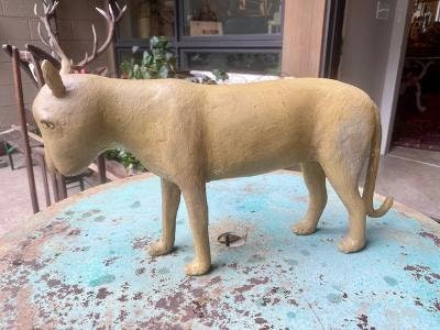 Folk Art Wood and Gesso Mountain Lion by Thomas Dimmitt, Berthoud CO