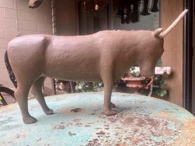 Folk Art Wood and Gesso Steer by Thomas Dimmitt, Berthoud CO