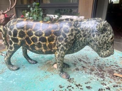 Folk Art Wood and Gesso Leopard by Thomas Dimmitt, Berthoud CO