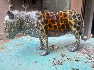 Folk Art Wood and Gesso Leopard by Thomas Dimmitt, Berthoud CO