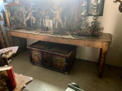 Long Antique Spanish Farm Table, 100 Inches