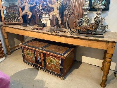 Long Antique Spanish Farm Table, 100 Inches