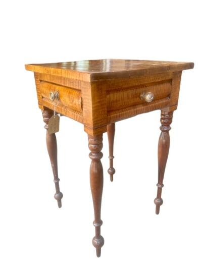 Victorian Side Table with Drawer, Turned Legs