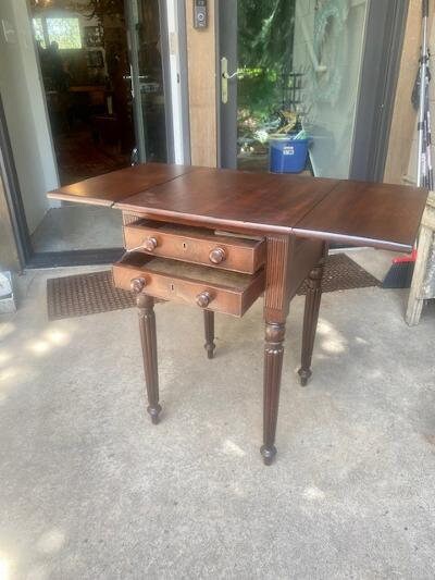 Victorian Drop-Leaf Side Table, Two Drawers