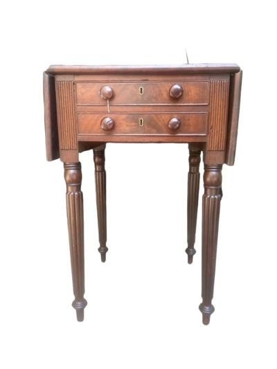Victorian Drop-Leaf Side Table, Two Drawers