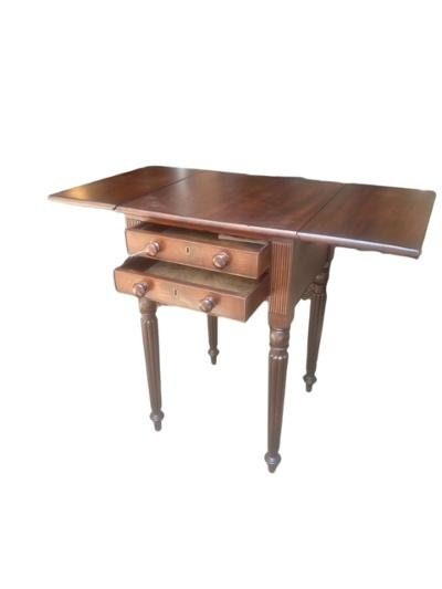 Victorian Drop-Leaf Side Table, Two Drawers
