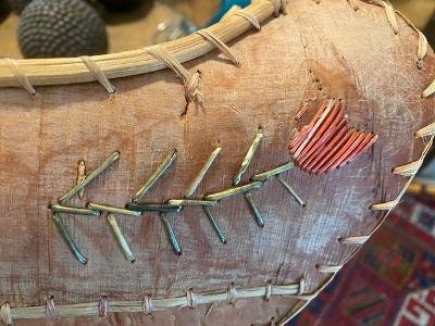 Birch Bark Canoe with Quillwork, Native American Folk Art
