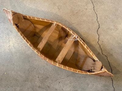 Birch Bark Canoe with Quillwork, Native American Folk Art