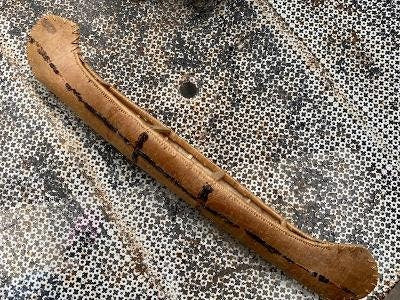 Birch Bark Canoe with Pine Tar, Native American Folk Art
