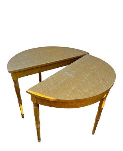 Pair of Grain Painted Demilune Tables, 1930s