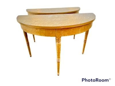 Pair of Grain Painted Demilune Tables, 1930s