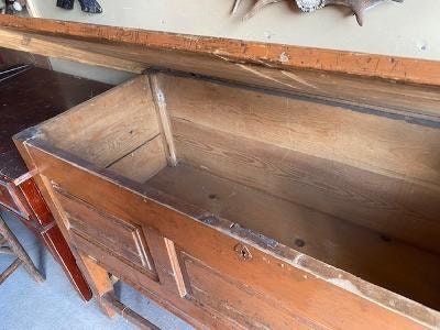 Primitive French Dough Table Sideboard, Lift-Top