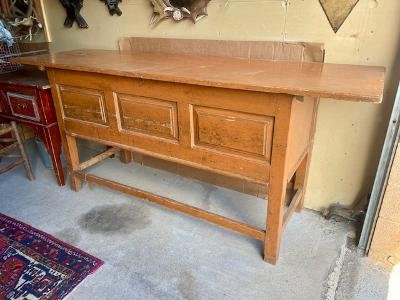 Primitive French Dough Table Sideboard, Lift-Top