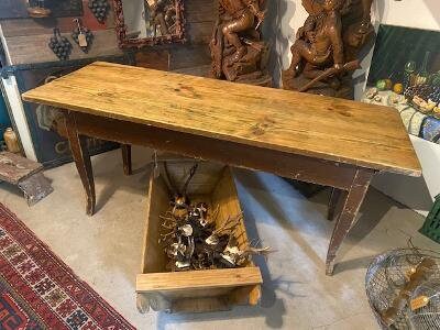 Old German Beer Hall Farm Table, Pine, Lift-Off Top
