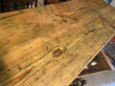 Old German Beer Hall Farm Table, Pine, Lift-Off Top