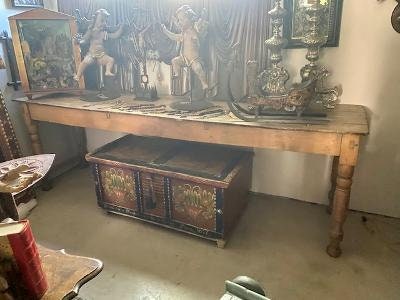 Long Antique Spanish Farm Table, 100 Inches