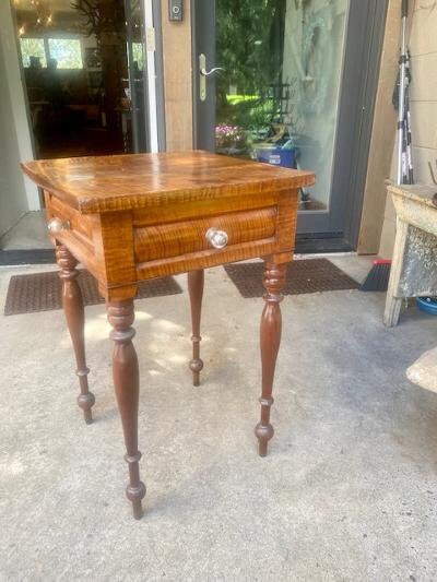 Victorian Side Table with Drawer, Turned Legs