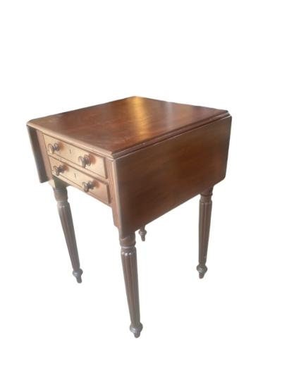 Victorian Drop-Leaf Side Table, Two Drawers
