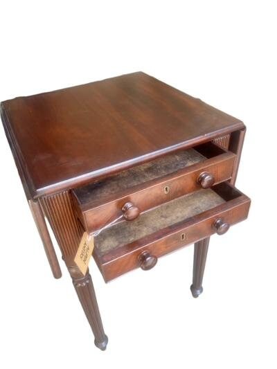 Victorian Drop-Leaf Side Table, Two Drawers