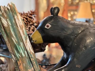Large Wood Carved Folk Art Bear, American, 1950s