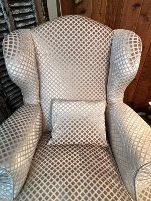 Antique English Wingback Chair, Lion Paw Feet, Newly Upholstered