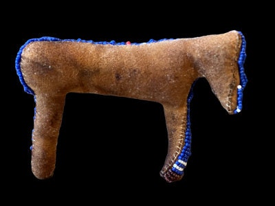 Native American Beaded Horse Fetish Amulet, 1950s