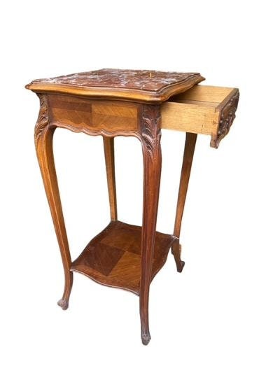 Louis Style Side Table, Red Marble Top, Cabriole Legs