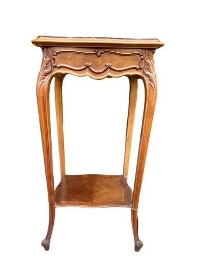 Louis Style Side Table, Red Marble Top, Cabriole Legs