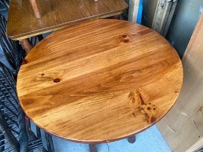 Hickory Side Table, Round, 1990s