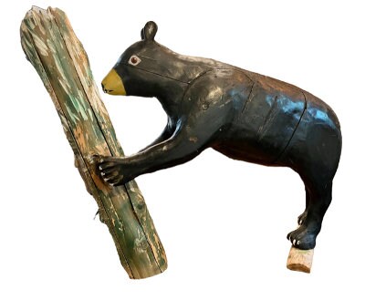 Large Wood Carved Folk Art Bear, American, 1950s