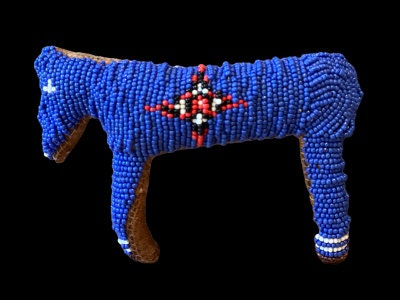 Native American Beaded Horse Fetish Amulet, 1950s