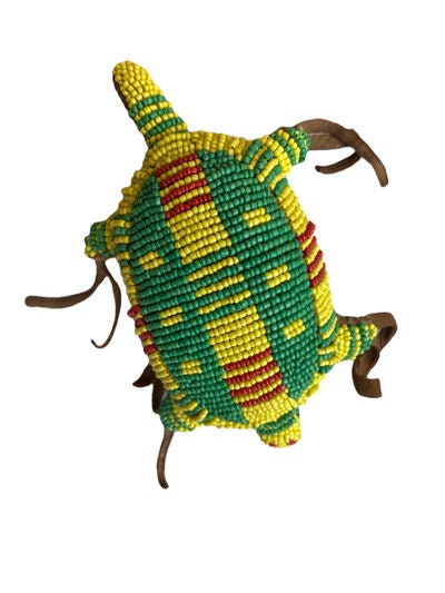Native American Beaded Turtle Fetish Amulet, 1950s