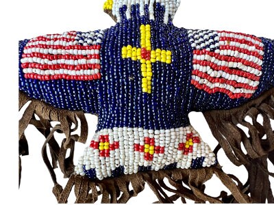 Native American Beaded Eagle Fetish Amulet, 1950s