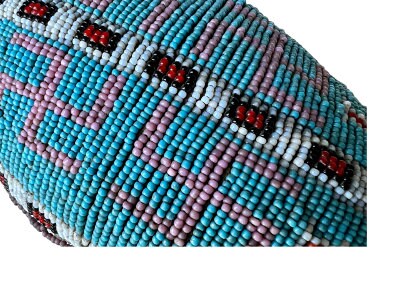 Native American Beaded Lizard Turtle Fetish Amulet, 10.5 Inch