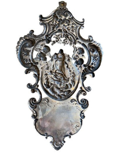 Antique Silver Holy Water Font with Silver Hallmark, St. Joseph