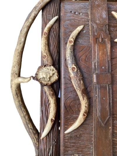 Rare Black Forest Antler Magazine Newspaper Wall Rack