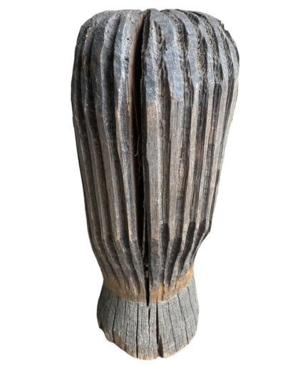 Rare Klotzbeuten Wood Beehive Tree Trunk Head, German Folk Art, 1900s