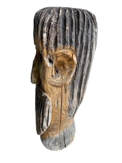 Rare Klotzbeuten Wood Beehive Tree Trunk Head, German Folk Art, 1900s