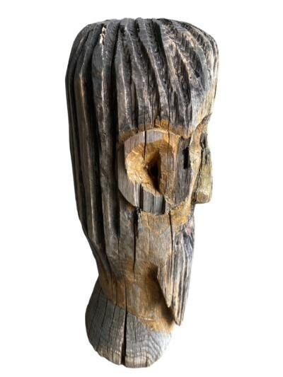 Rare Klotzbeuten Wood Beehive Tree Trunk Head, German Folk Art, 1900s