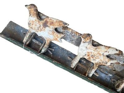Cast Iron Shooting Gallery Target Rack of Birds with Reset Bar, 1900s