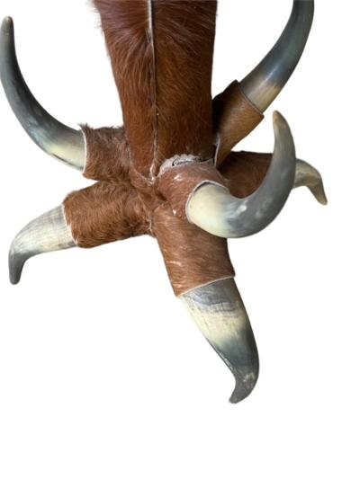 Vintage Horn and Cowhide Occasional Side Table, Found in Germany
