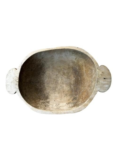 Large Antique Primitive Hand Carved Wood Dough Bowl