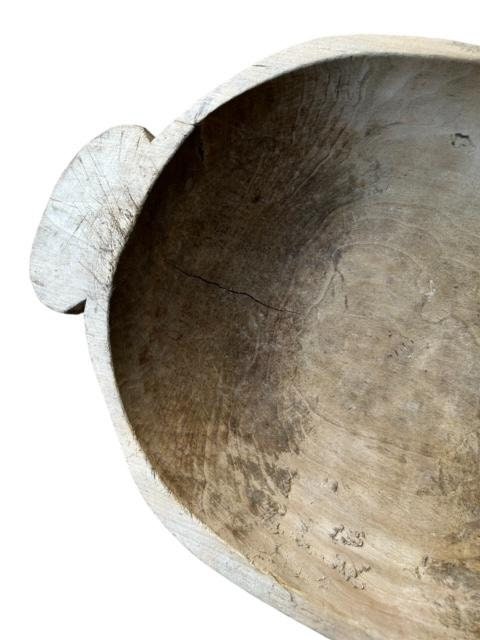 Large Antique Primitive Hand Carved Wood Dough Bowl
