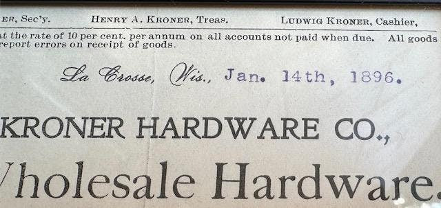 Native American Ledger Drawing by Travis Blackbird, 1896 Hardware Invoice