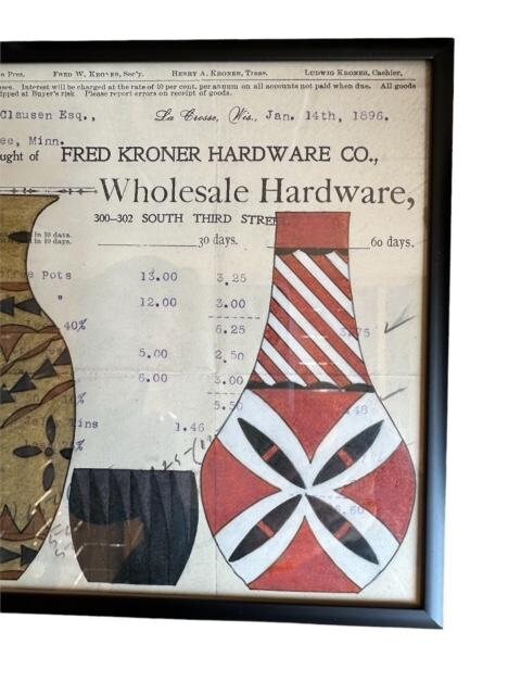 Native American Ledger Drawing by Travis Blackbird, 1896 Hardware Invoice