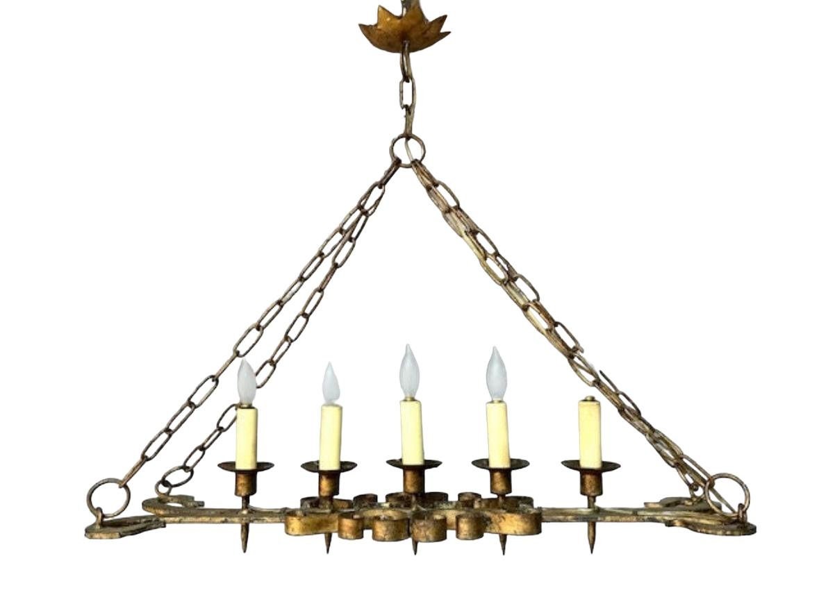 Antique Iron Chandelier, Rustic Entryway Light