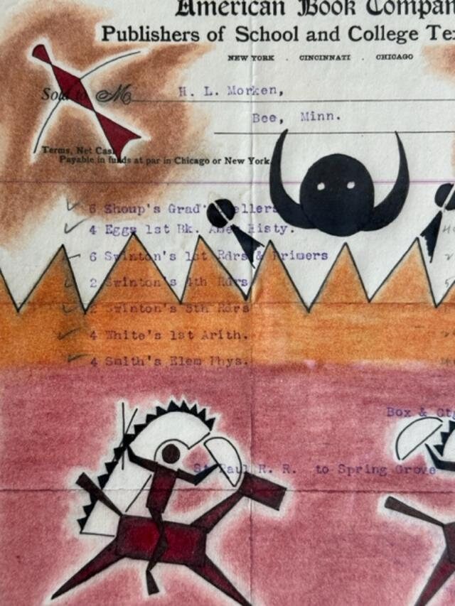 Ledger Drawing by Travis Blackbird, 1903 Book Company Invoice