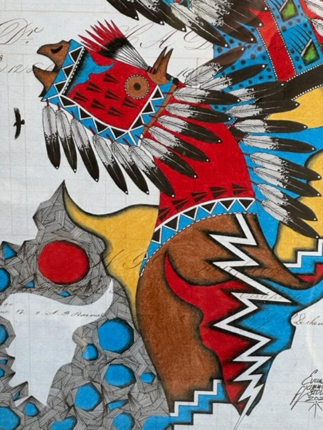"Return of the Thunder Beings" Ledger Drawing by Travis Blackbird, 1863 Pages