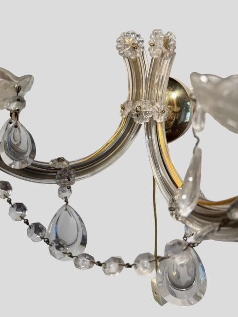 Authentic Venetian Murano Crystal Wall Sconce, Wired for US