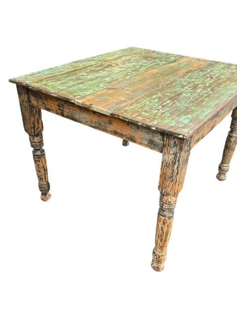 Rustic Green Mexican Table, Spanish Style, 39 Inches Long